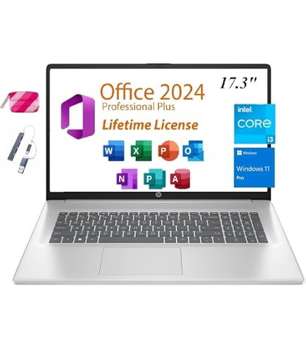 Amazon.com: HP 2025 Premium 17 Laptop, Lifetime Office 2024, 17.3
